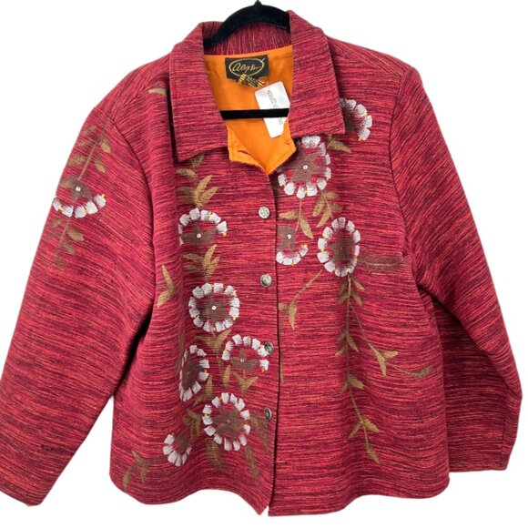 Alex Ku Tapestry Painted Floral Boxy Jacket - Picture 1 of 5
